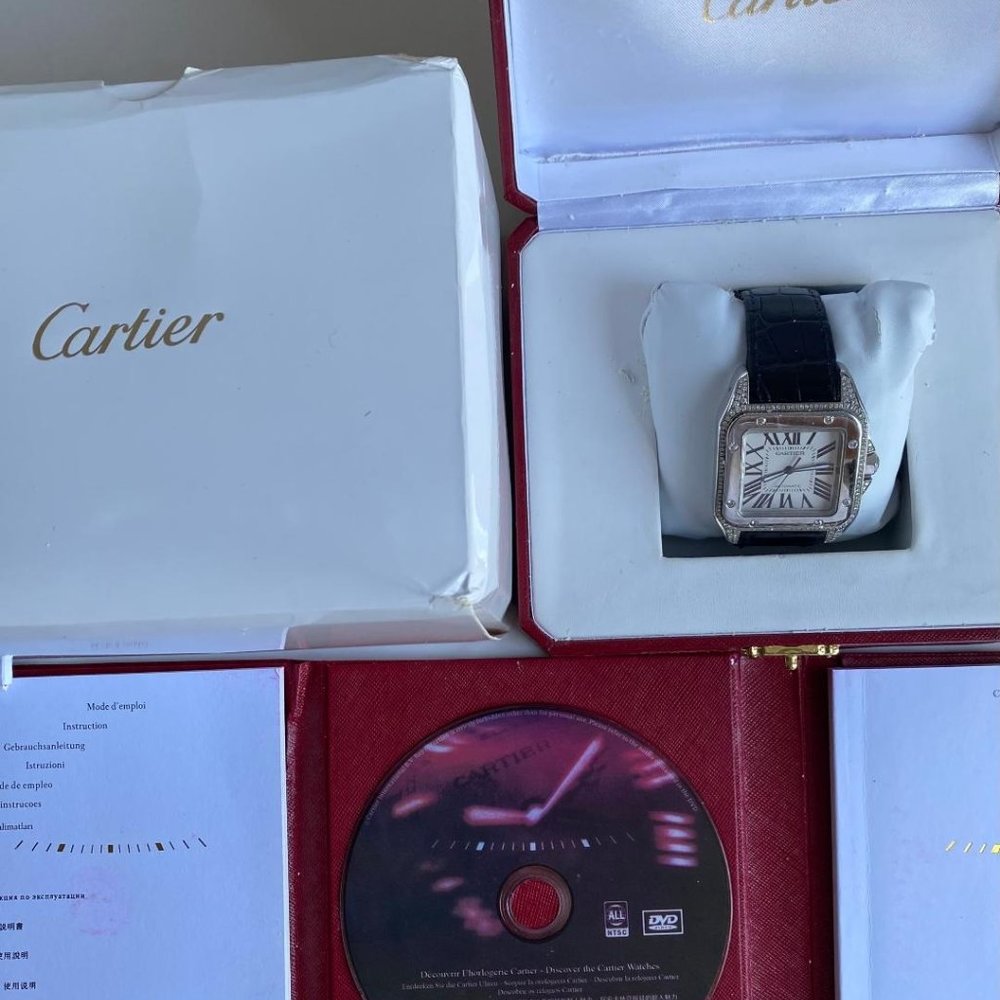 Cartier Men's Santos 100 XL Diamond Watch (PREOWN) - Picture 9 of 10